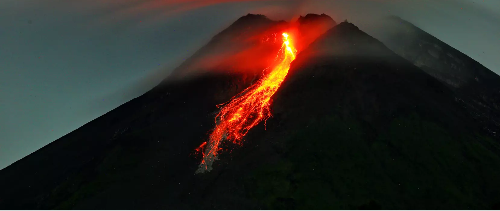 Erupting Mount Merapi in Indonesia
